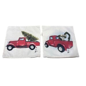 Red Pick Up Pillow Shams Christmas Tree & Valentines Heart Wreath Dated